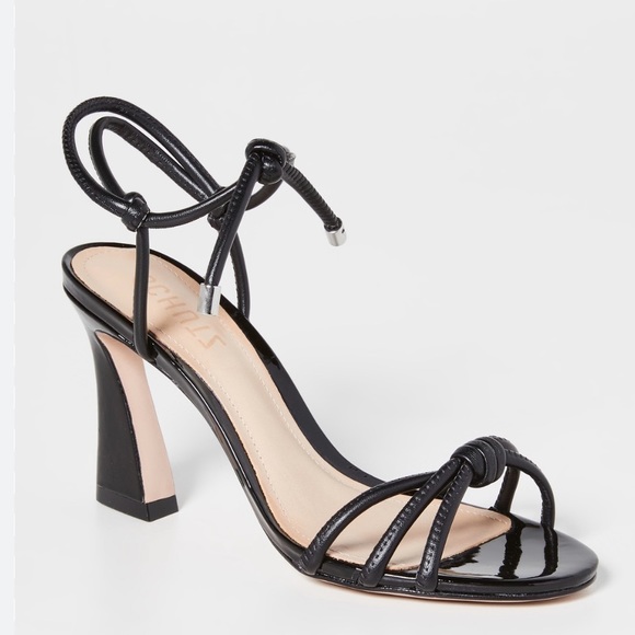 SCHUTZ Paikea Black Stappy Leather Open Toe Ankle Tie Strap Heel Sandal SZ 9 B - Picture 3 of 12